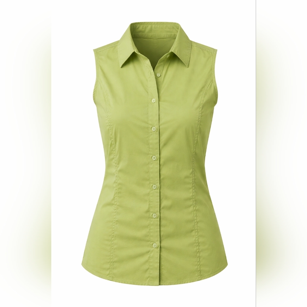 COLUMBIA LIME COTTON BUTTON UP SLEEVLESS TOP